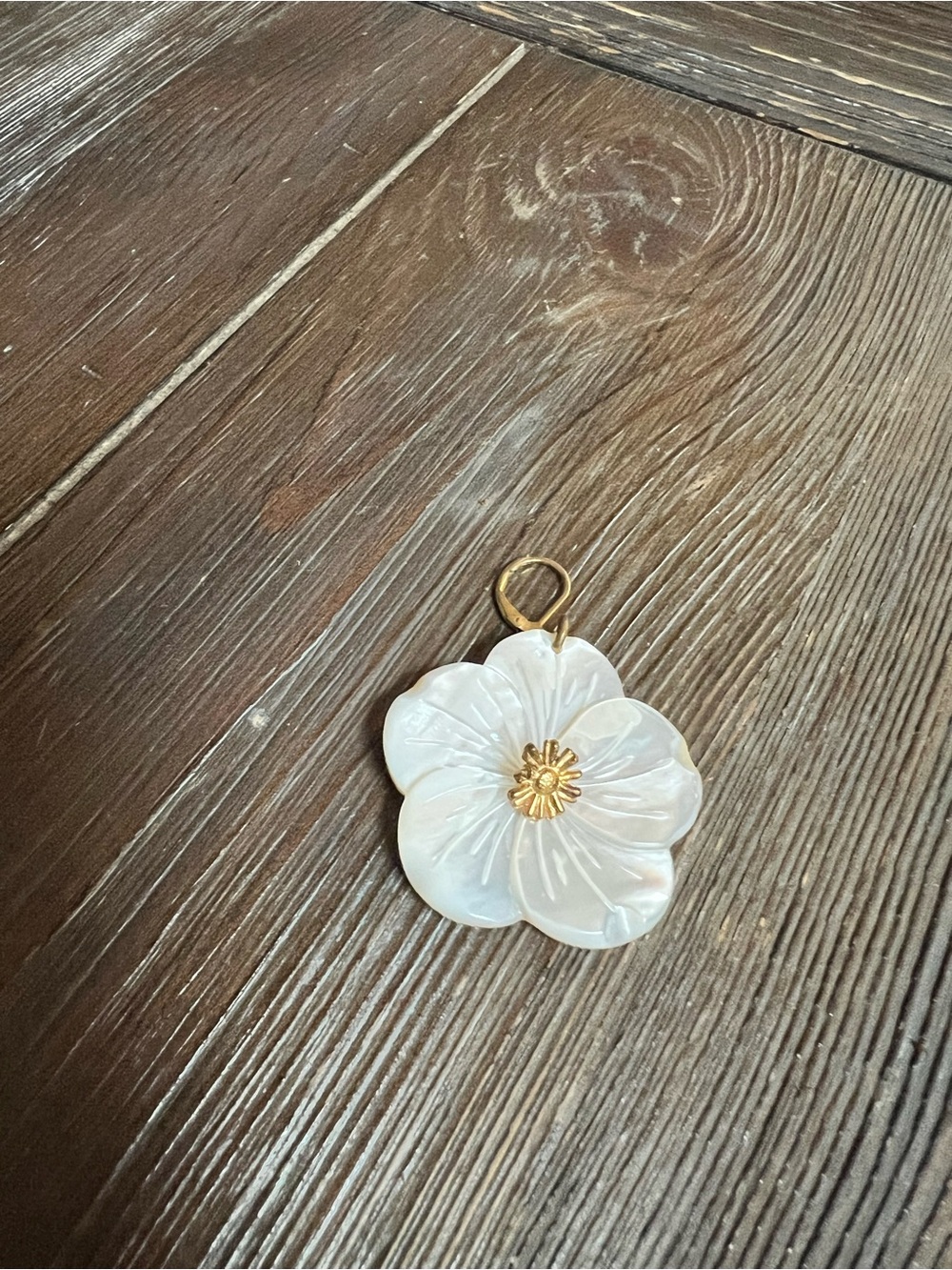 J. Crew White Flower Pendant Charm with Gold Center - Women Accessories